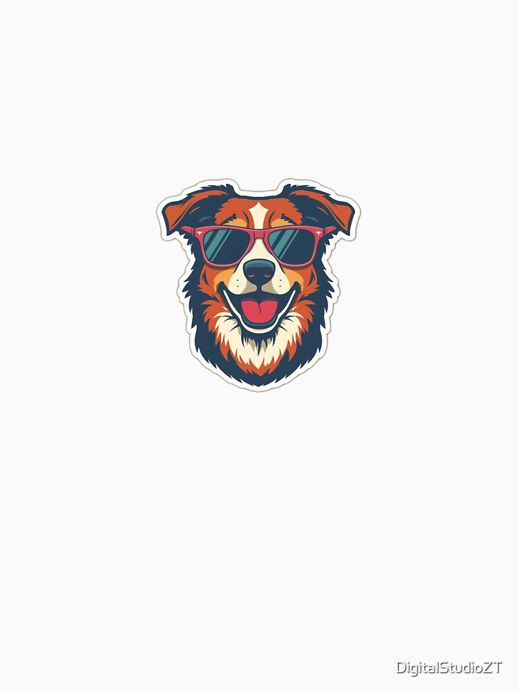 Cool Dog Wearing Sunglasses Funny Dog Sticker Illustration by DigitalStudioZT