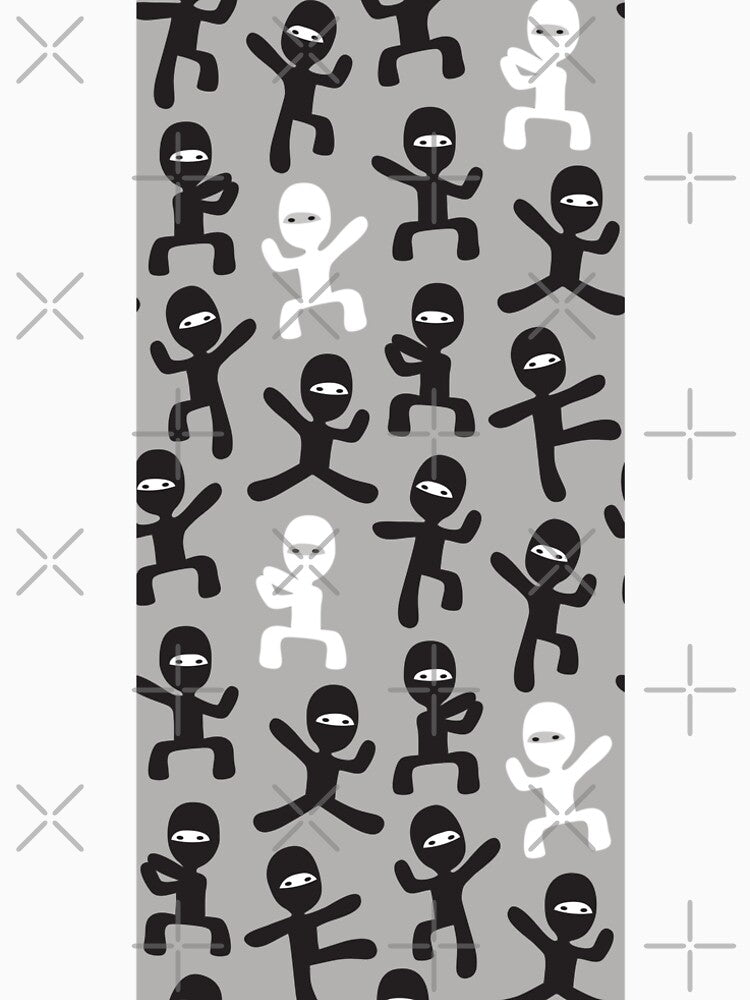 ninjas - black and white on gray by littlearrow