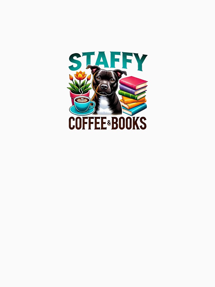 Black Staffy, Coffee and Books by BWitchDesigns