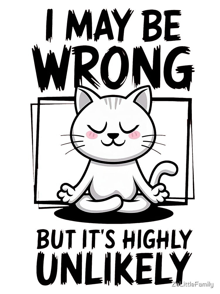 Funny Meditating Cat – "I May Be Wrong But It's Highly Unlikely" Humor by ZeLittleFamily