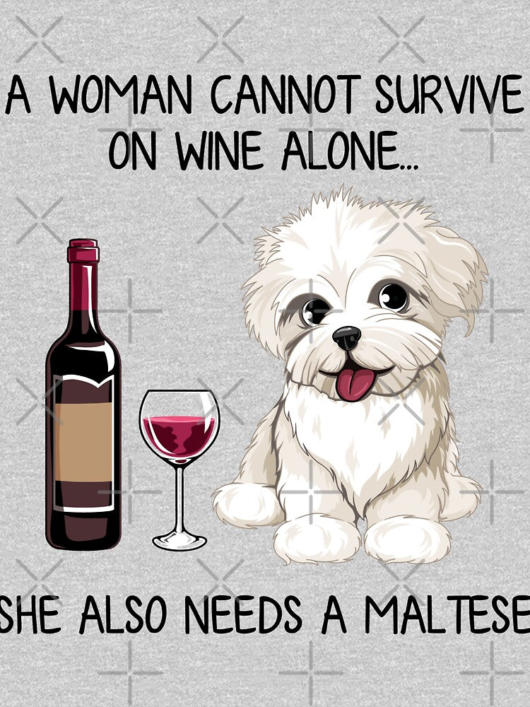 Maltese and wine Funny gift for dog mom by TeeDoozy