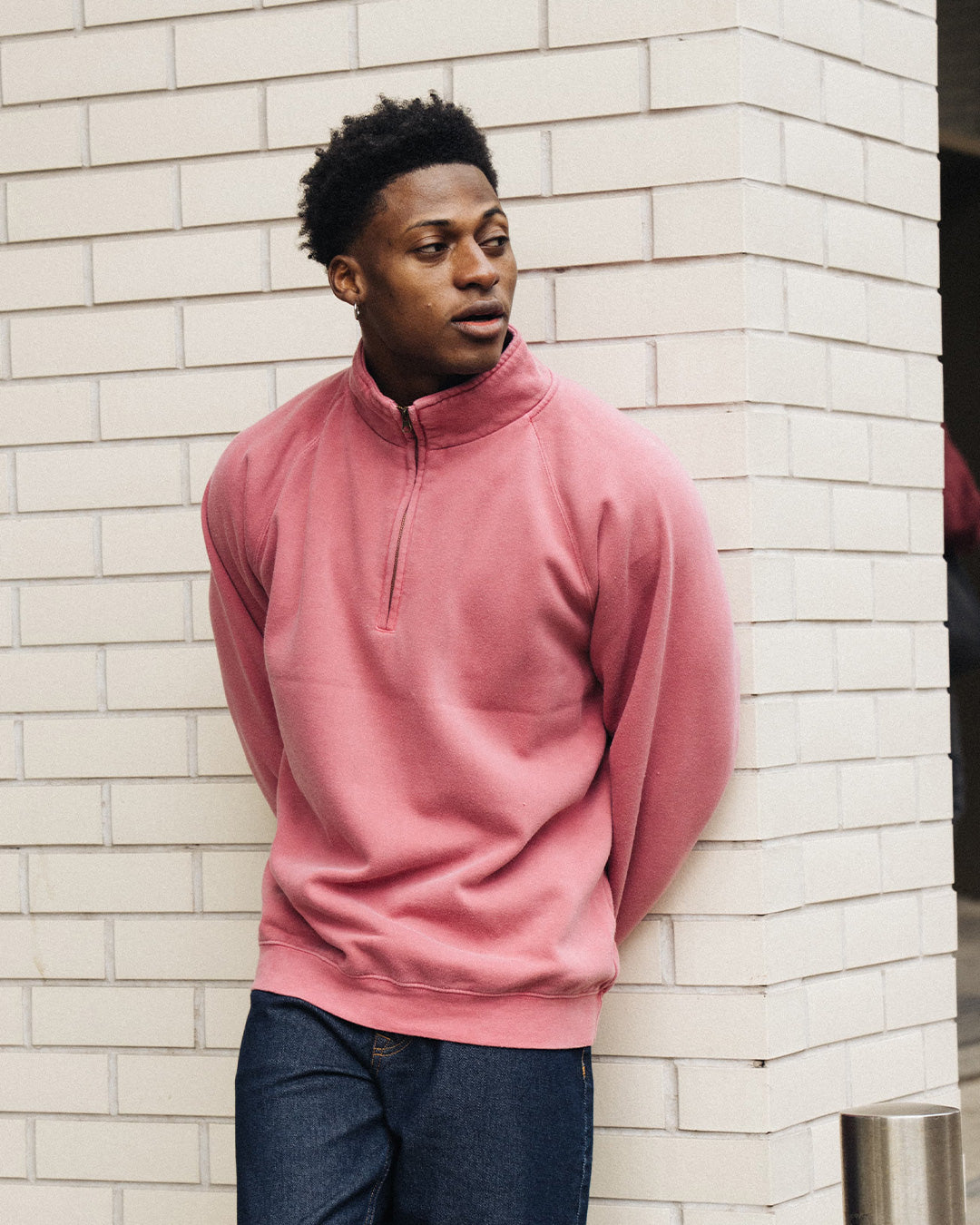 Essentials Vintage Washed 1/4 Zip Sweatshirt - Red