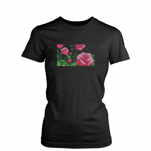 Retro Flowers Anime Womens T-Shirt Tee