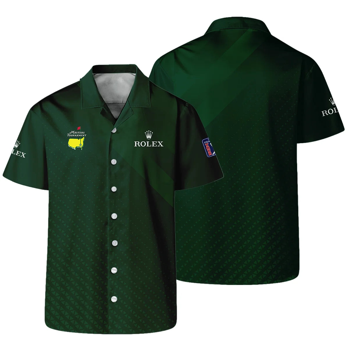 Rolex Gradient Dark Green Abstract Pattern Masters Tournament Hawaiian Shirt Style Classic Oversized Hawaiian Shirt
