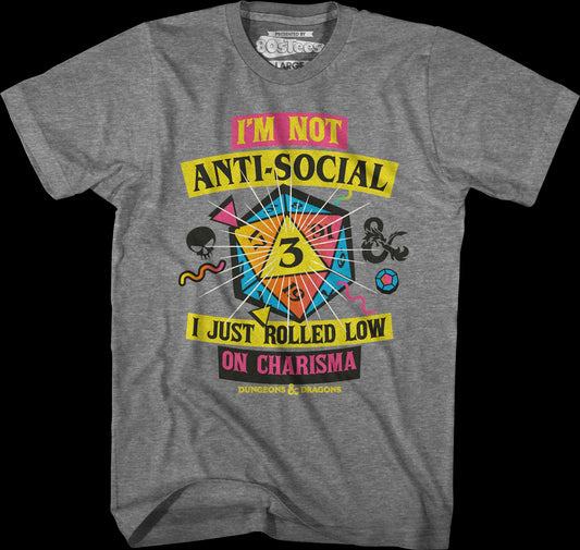 Graphite Heather Rolled Low On Charisma Dungeons & Dragons T-Shirt