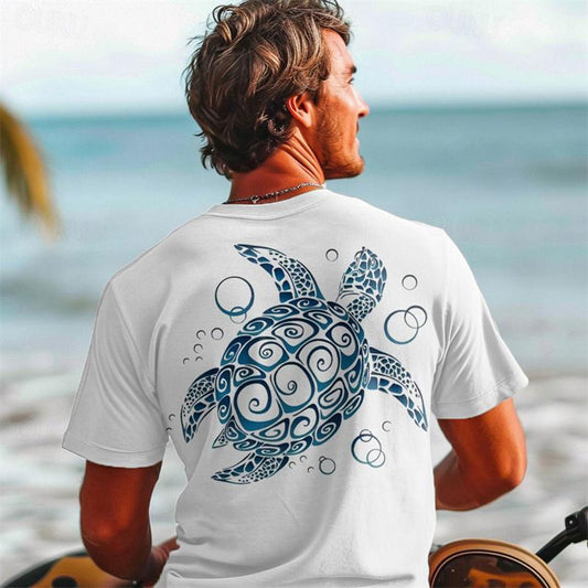 Men's Graphic Animal Turtles T shirt Short Sleeve T shirt 3D Print Crew Neck Shirt Daily Hawaiian Resort Style Sports Outdoor Holiday Going out White Light Green Pink Spring & Summer Clothing Apparel