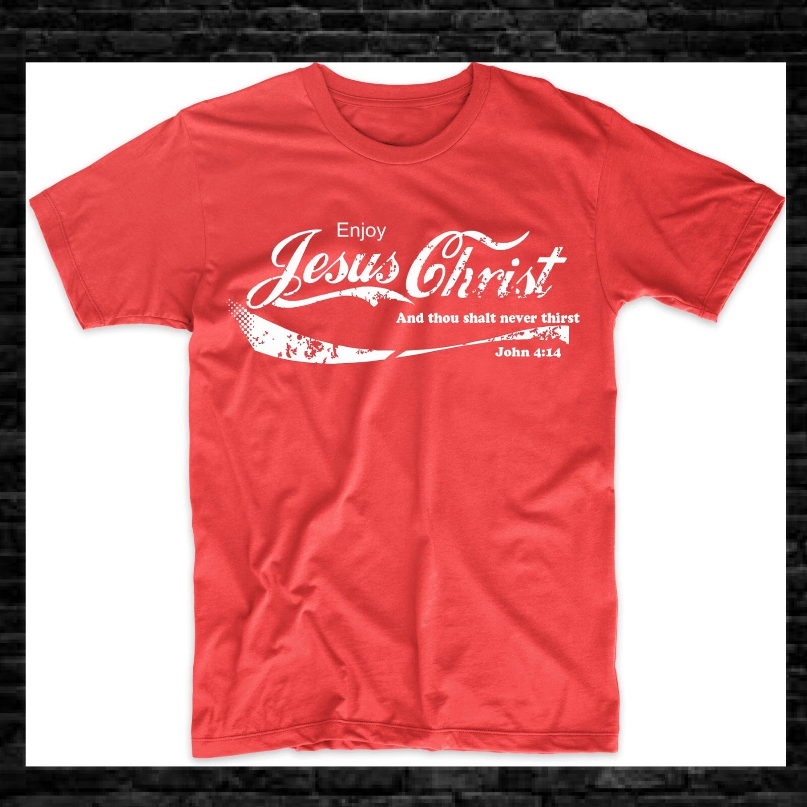 Enjoy Jesus Christ T-Shirt Son of God Religious Church Coke Funny Tee S-3XL