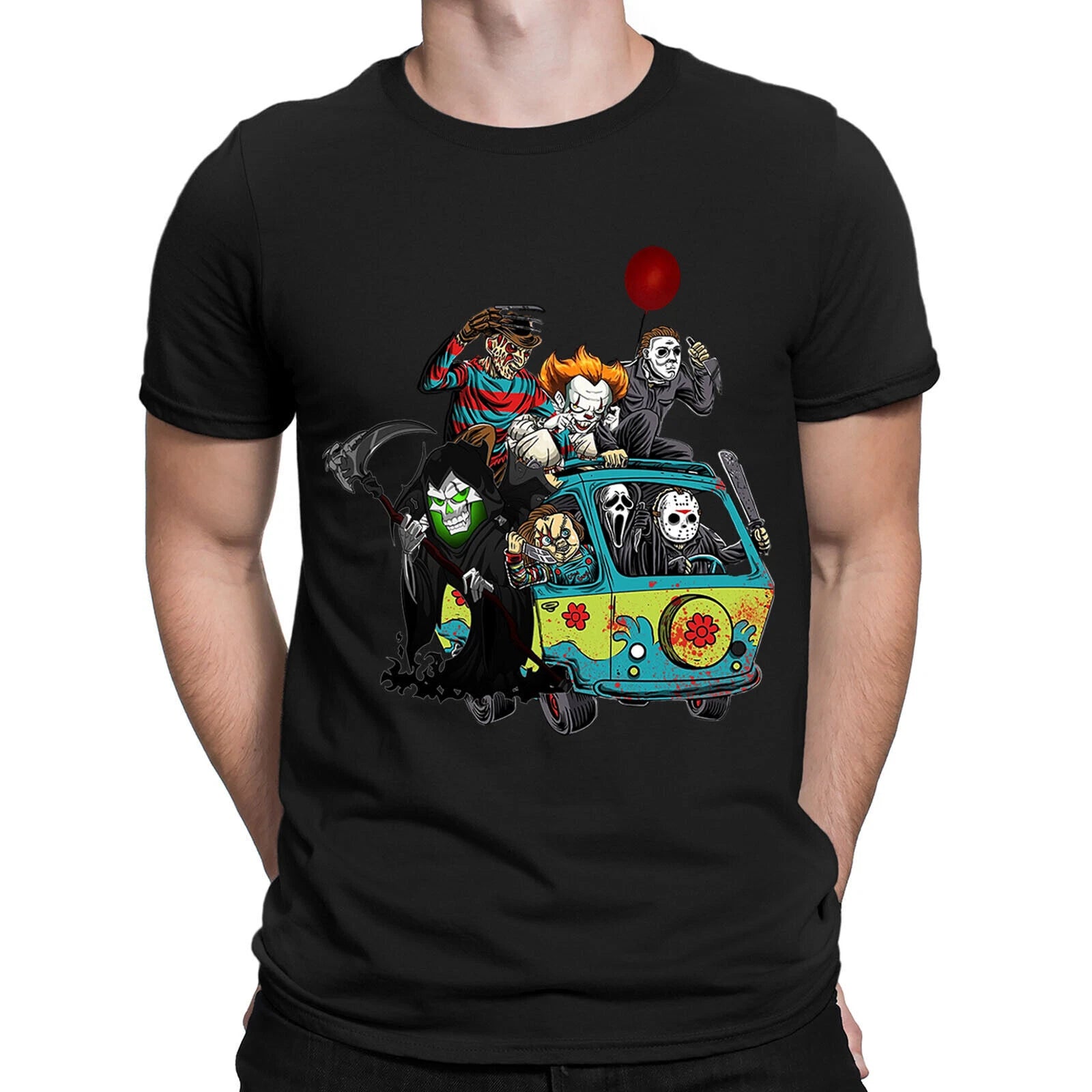 Horror Movie Mystery Van Halloween Scary Novelty Mens T-Shirts Tee Top #VE6