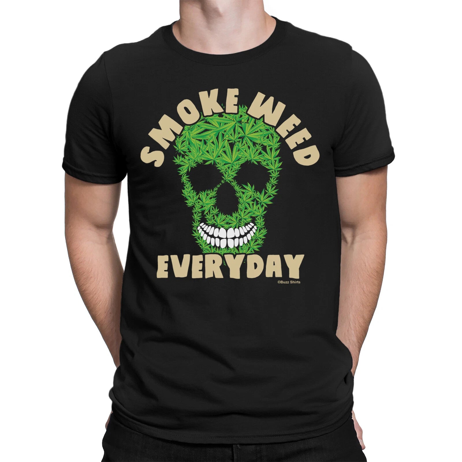 Smoke WEED Everyday  Mens T-Shirt Cannabis Skull Marijuana Gift Funny