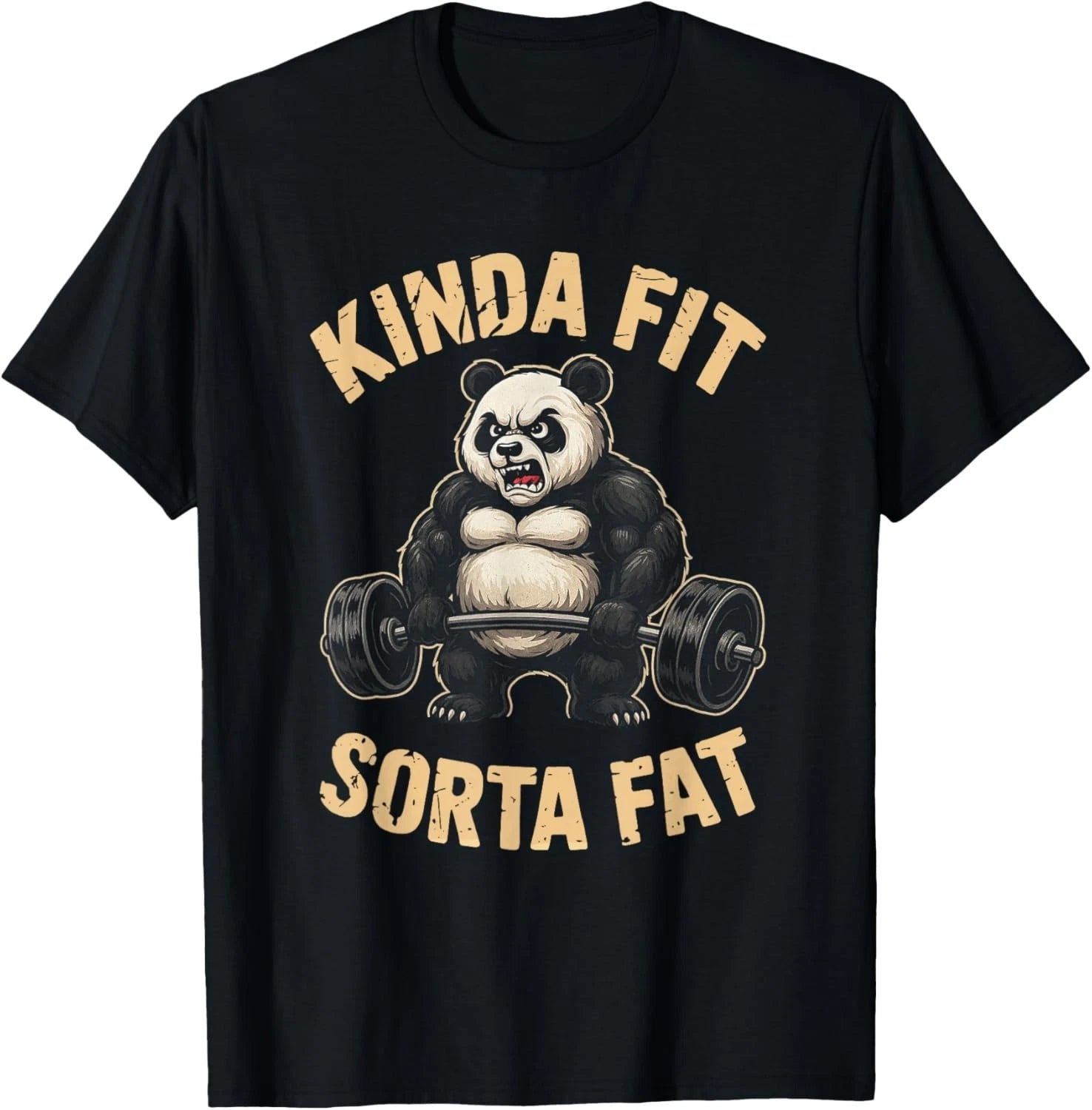 Kinda Fit Sorta Fat Funny Gym Panda Weightlifting Workout Gift Unisex T-Shirt