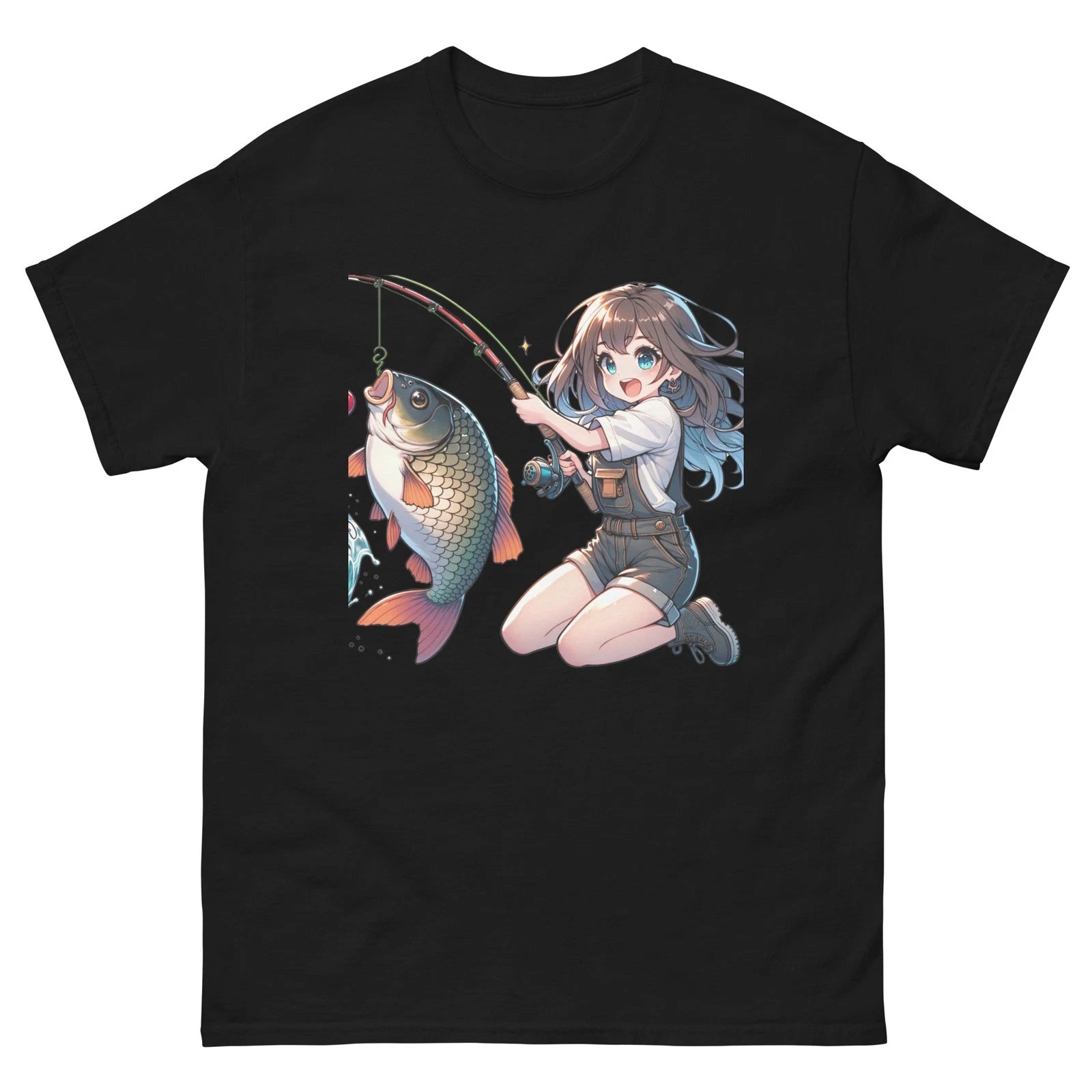 Kawaii Anime Fishing Girl 15 Unisex classic tee