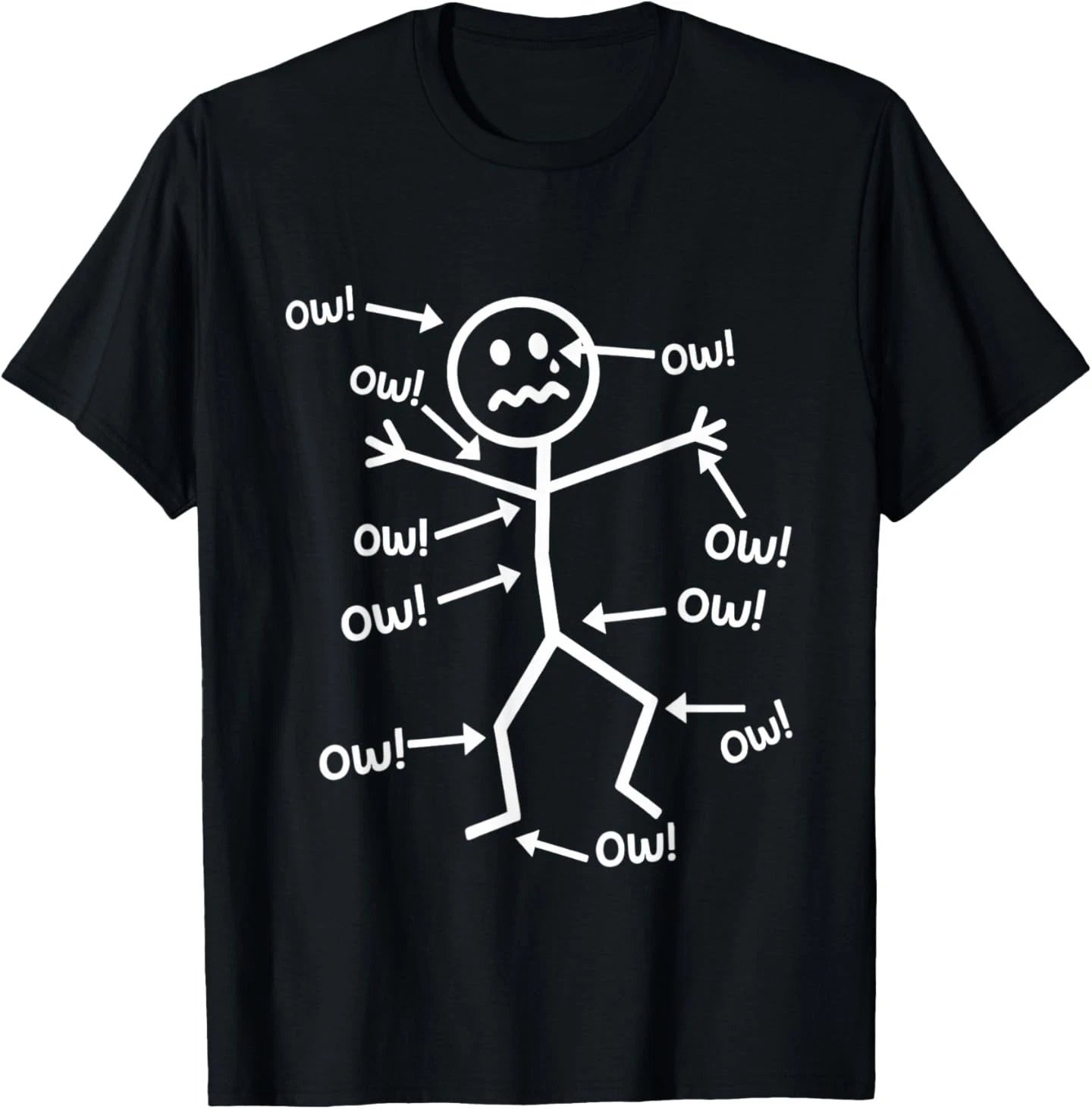 Funny Ow Ow Ow Ow Saying Body Pain Character Humor Sarcastic T-Shirt