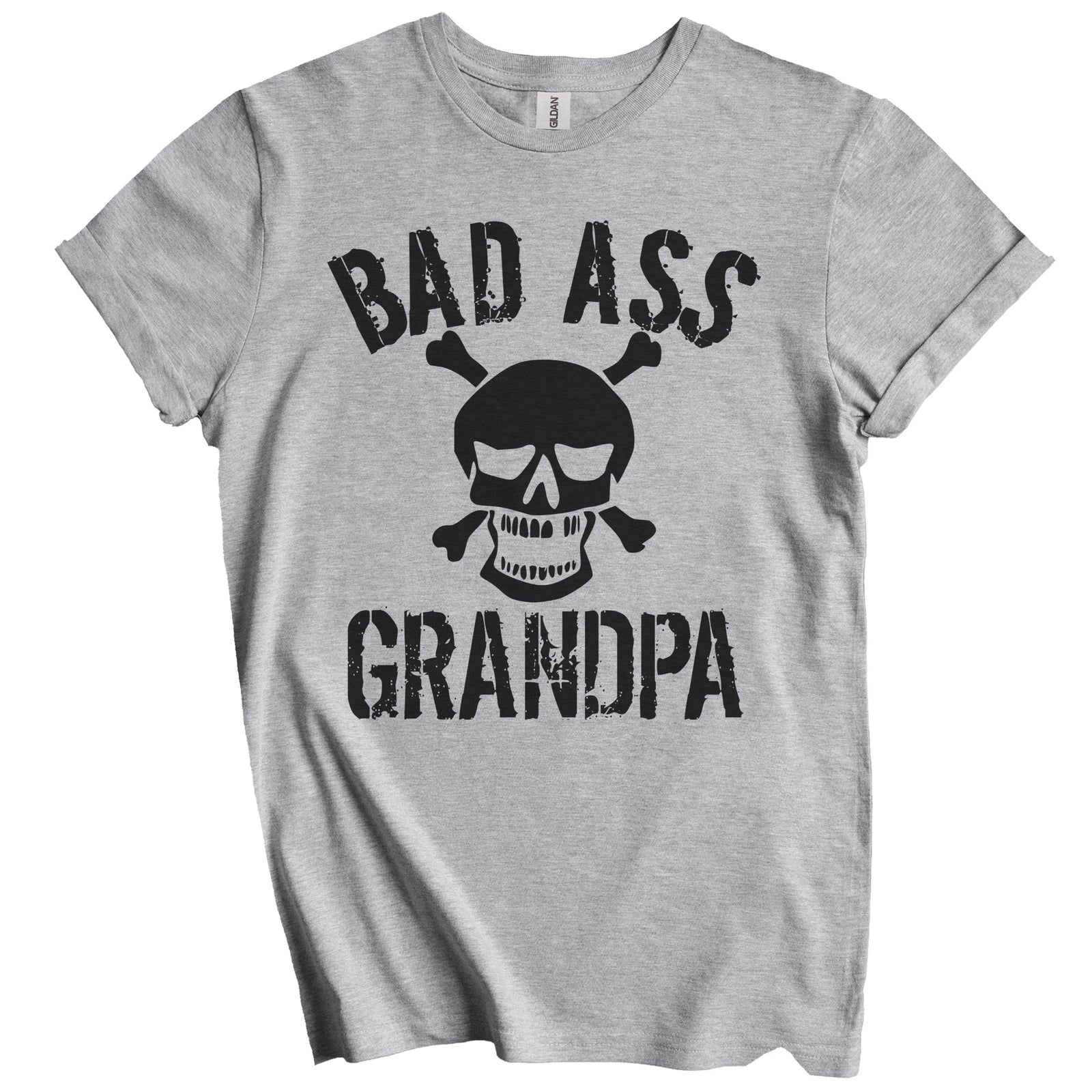 Bad Ass Grandpa Funny Skull Grandparents Day T-Shirt