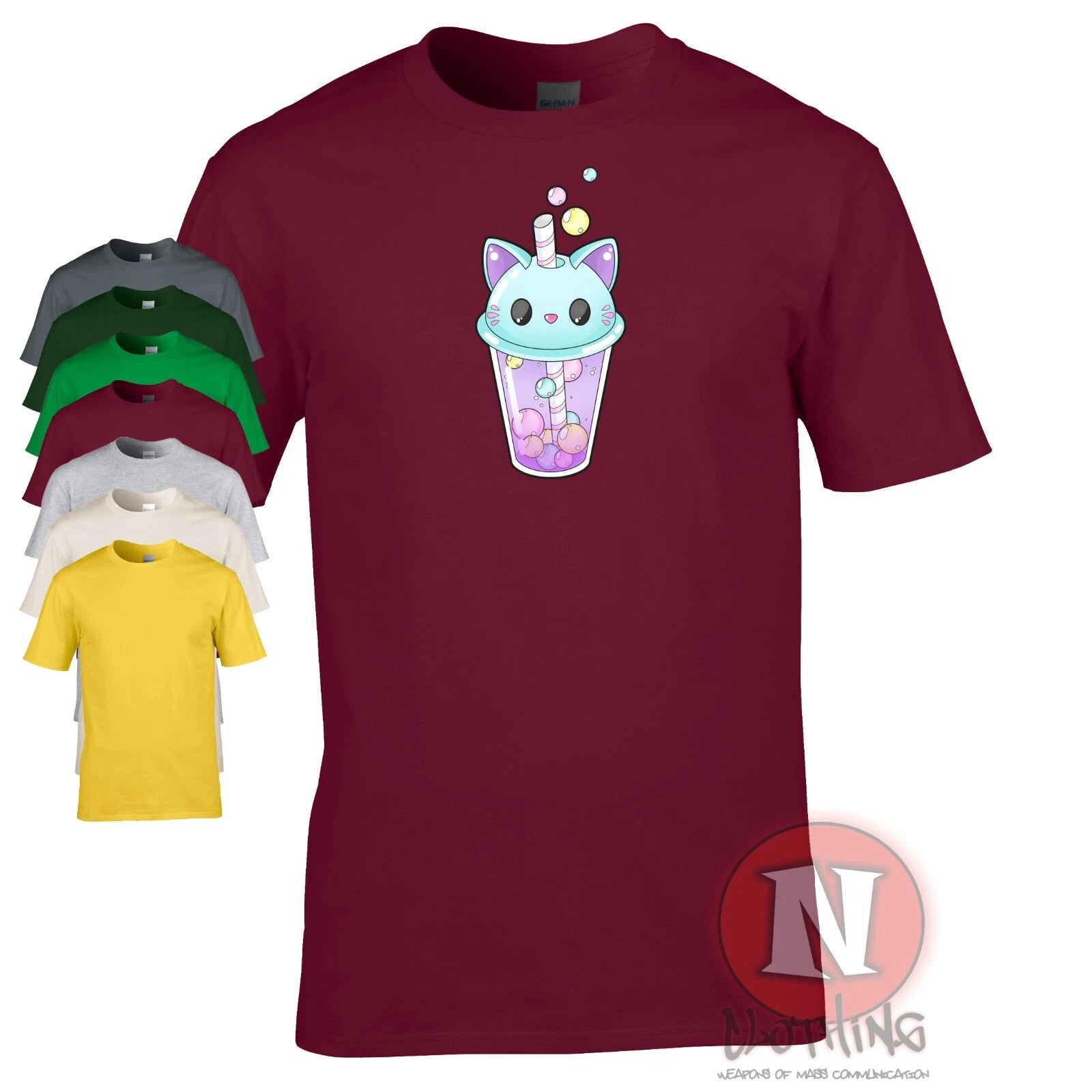 Cute kitty bubble tea t-shirt Japanese Asian cat feline Kawaii tee