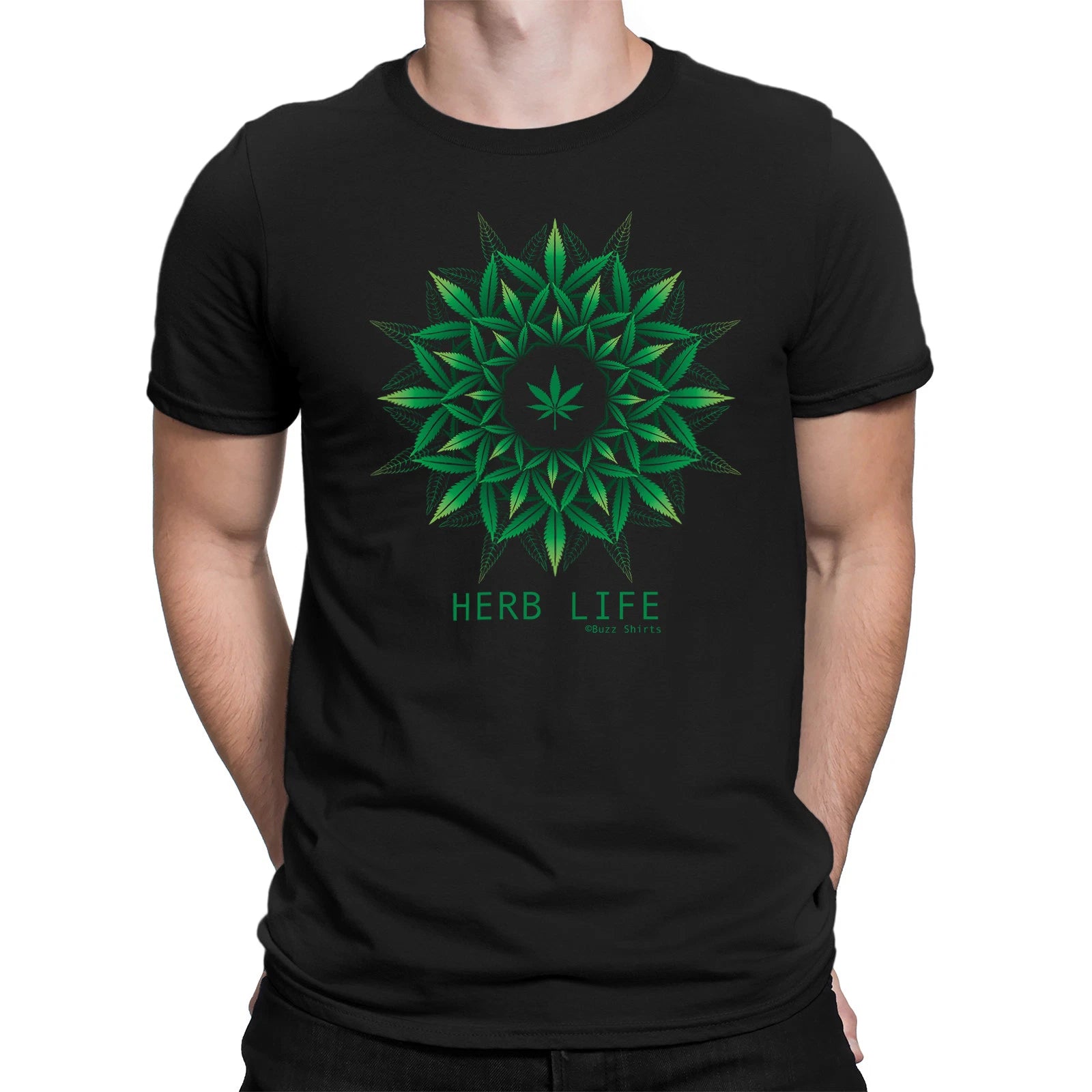HERB LIFE Mens Funny  T-Shirt Cannabis Weed Marijuana Leaf Dope Slogan