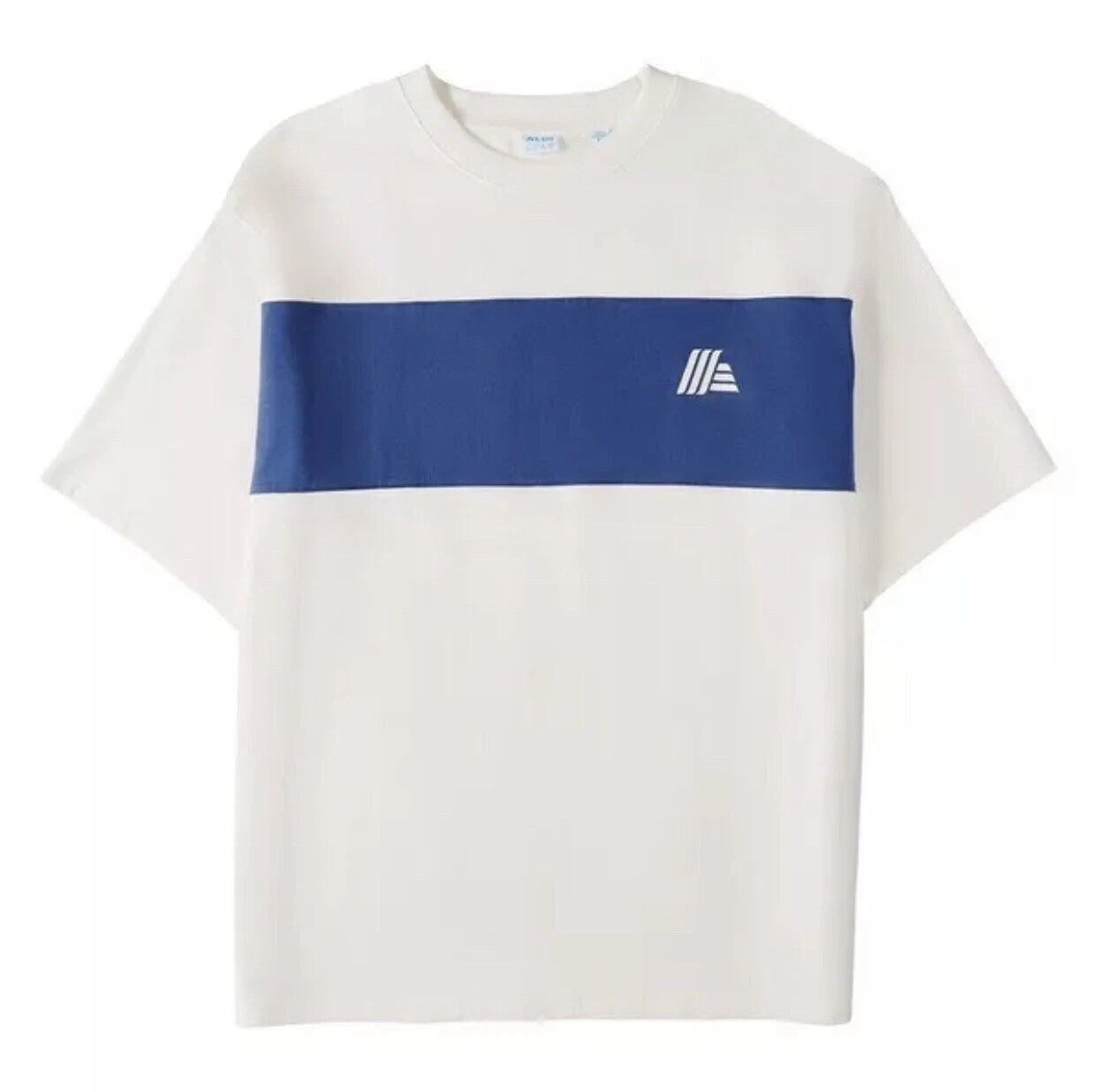 ALDI GEAR Shirt Unisex M L XL XXL Off-White Blue Colorblock Crew Neck Men Women
