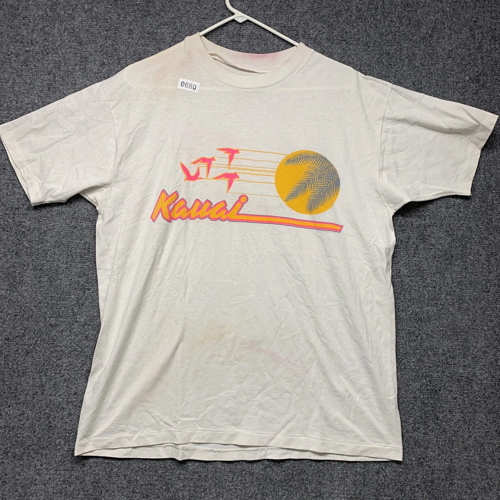 Kawaii T-shirt Adult Size Large White Short Sleeve Graphic Print Mens 90s