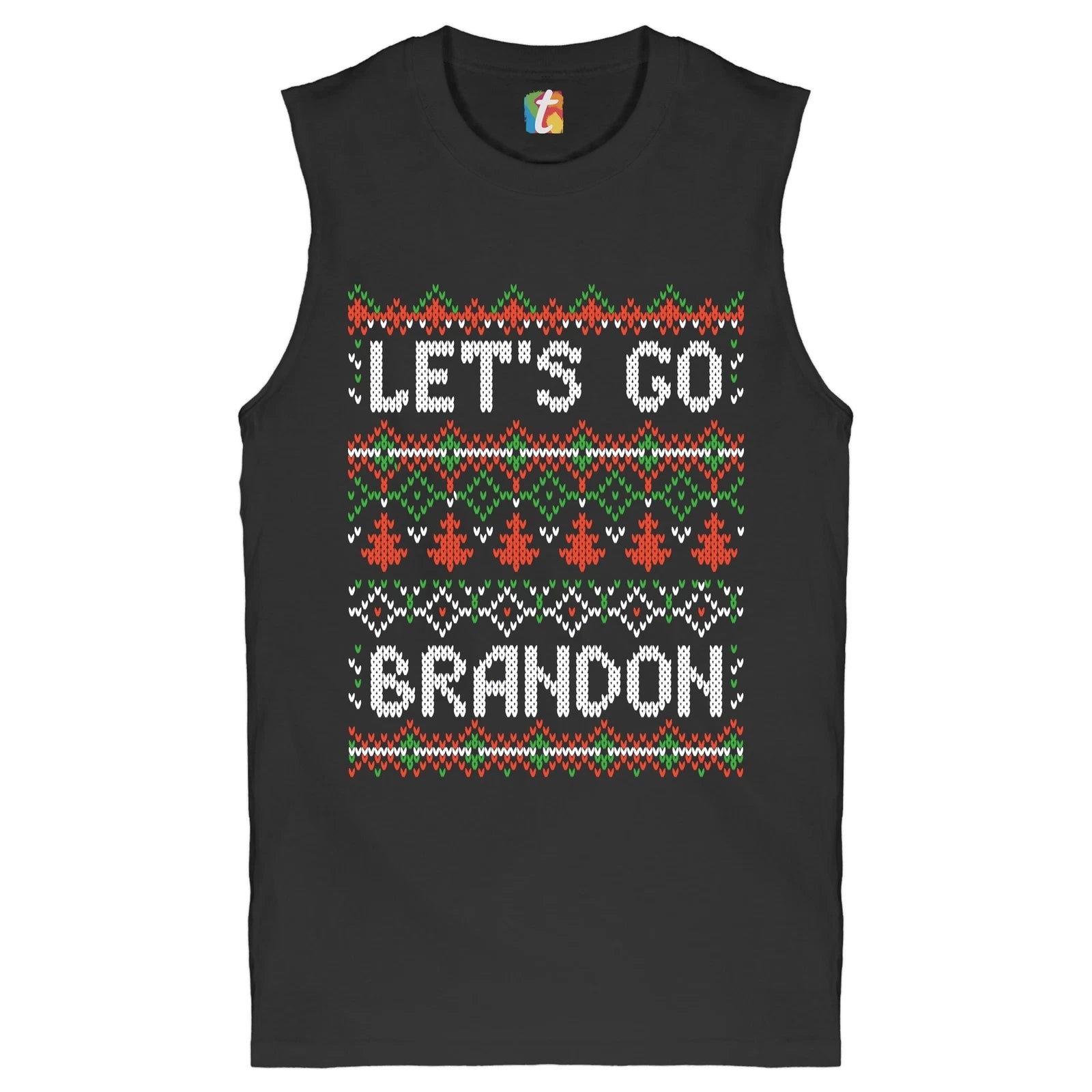 Let's Go Brandon Muscle Shirt Ugly Sweater Christmas Funny Anti Biden Men's