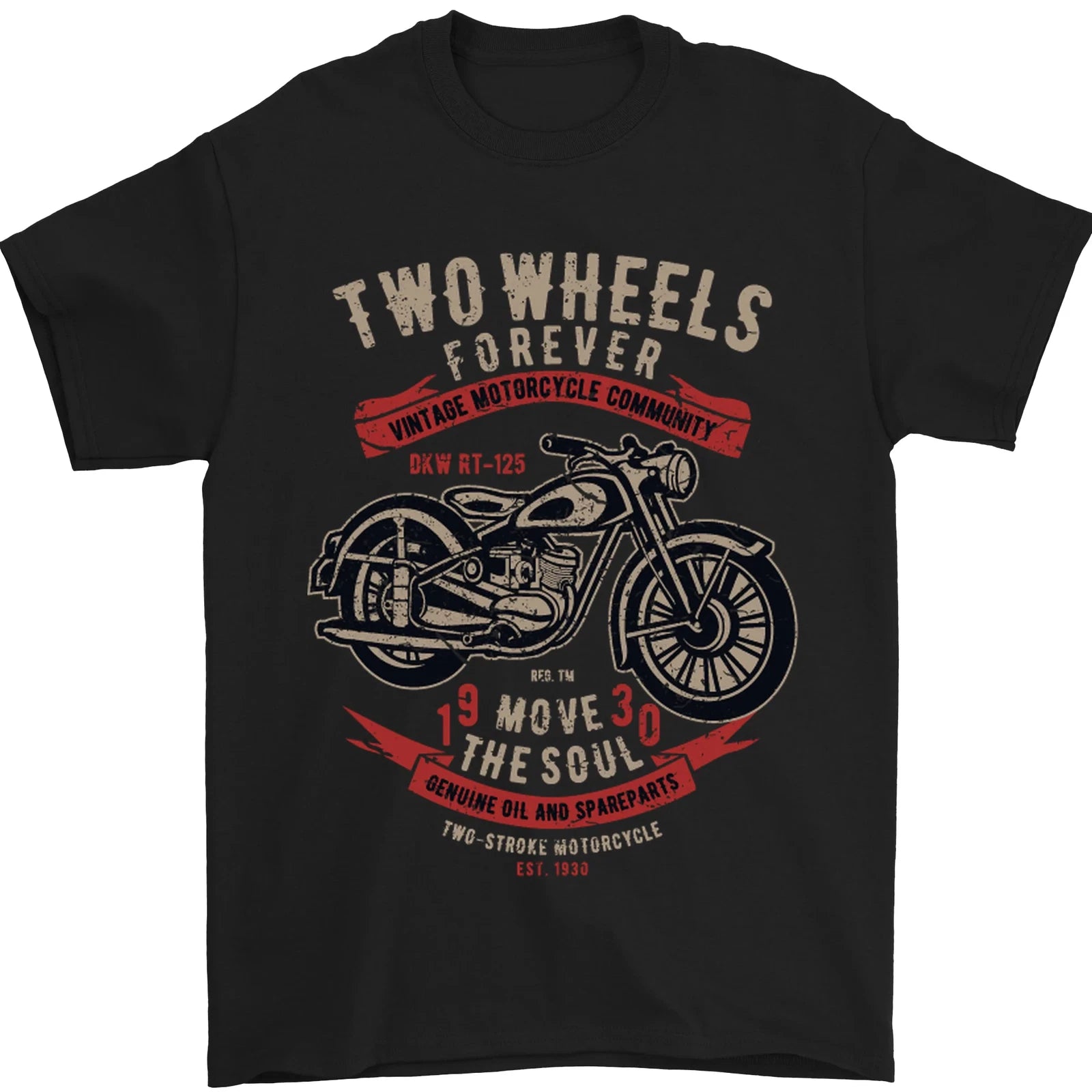 Two Wheels Forever Biker Motorcycle Funny Mens T-Shirt 100% Cotton