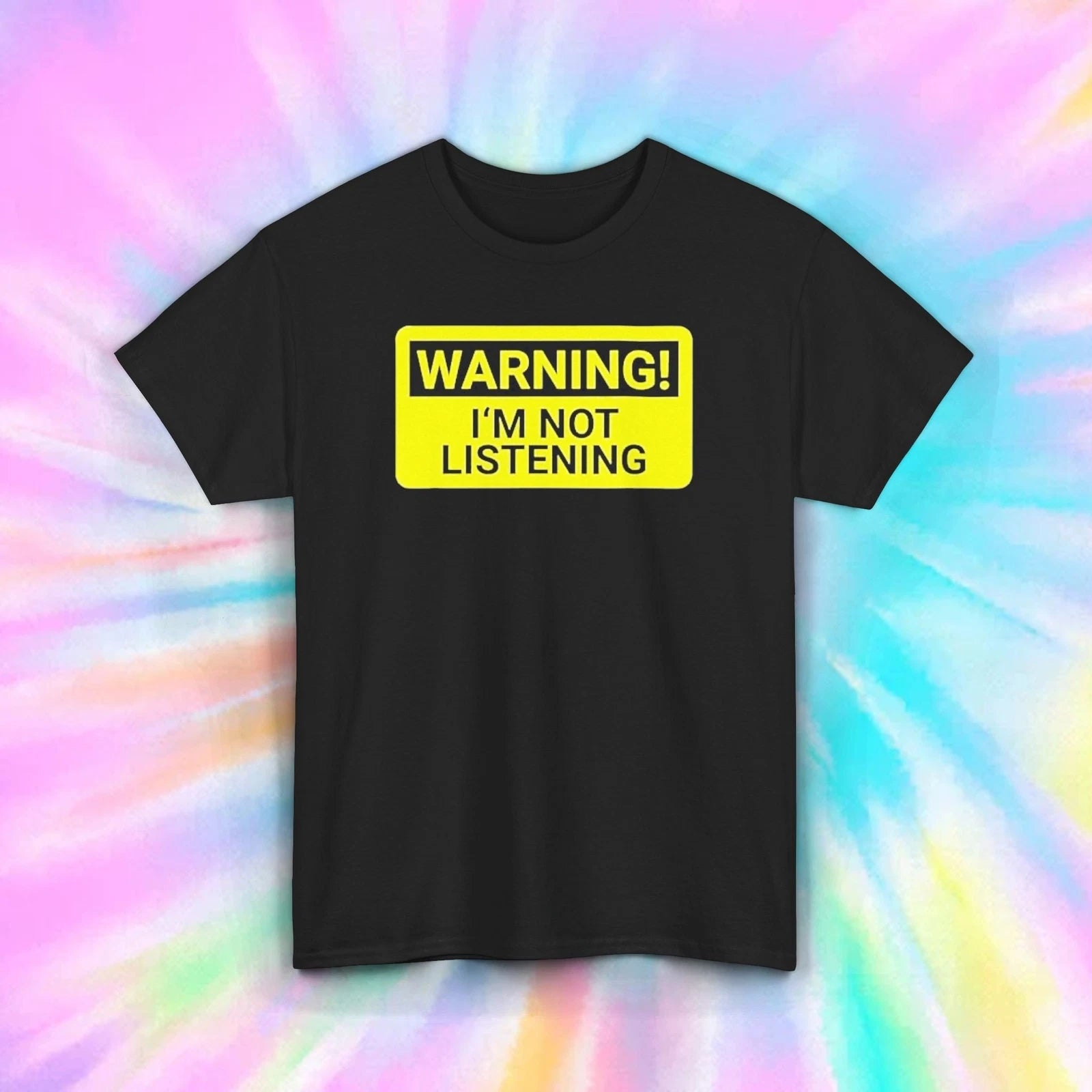 Warning I’m Not Listening Shirt Funny Sarcastic Quote Humor Graphic Tee S-5XL