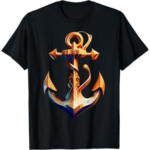 sailing boat nautical orange navy ship sailor anchor graphic T-Shirt Made in USA Hoodie, Sweatshirt | HypeCrazeTee.com