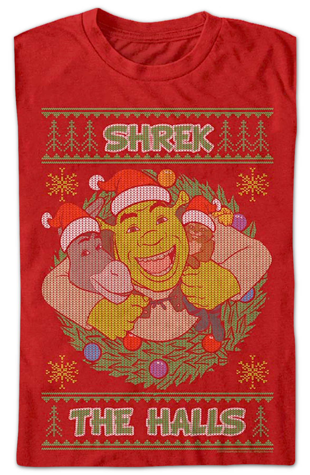 Shrek The Halls Faux Ugly Christmas Sweater Shrek T-Shirt