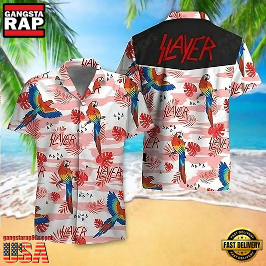 Slayer Music Band Tropical Elegance Fashion Tourism Exclusive 3D Print Hawaiian Shirt - Gangstarap80S