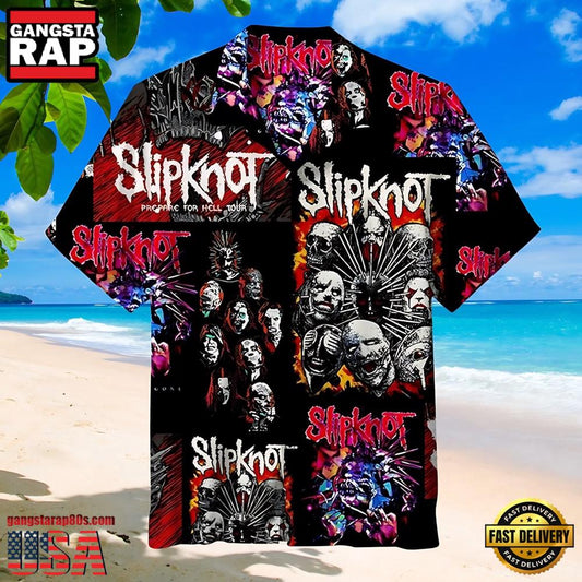 Slipknot Rock Band Prepare For Hell Tour Europe Summer Hawaiian Shirt - Gangstarap80S