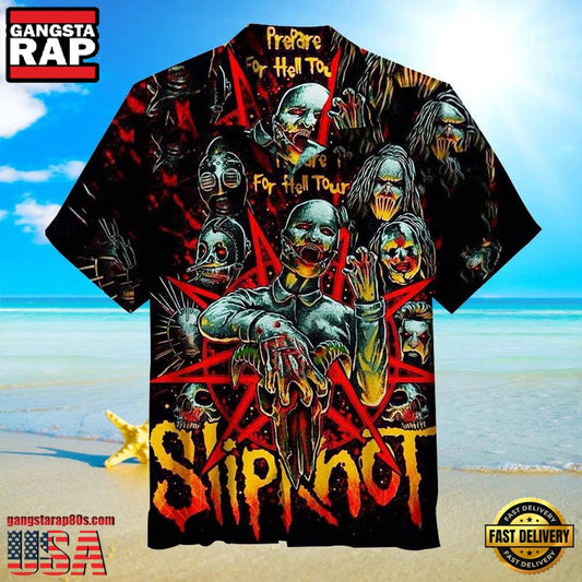 Slipknot Rock Band Prepare for Hell Tour Graphic Summer Hawaiian Shirt - Gangstarap80S