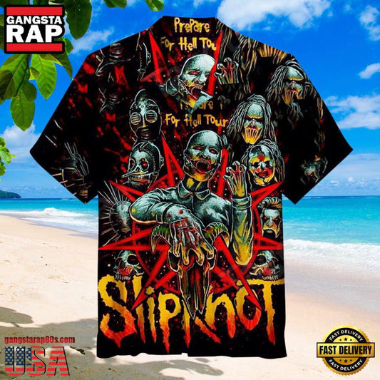 Slipknot Rock Band Prepare For Hell Tour Summer Hawaiian Shirt - Gangstarap80S