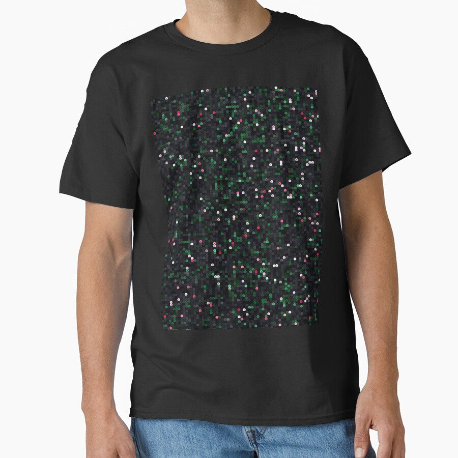 Printed image of shiny Xmas black green red sequins by JaReVa