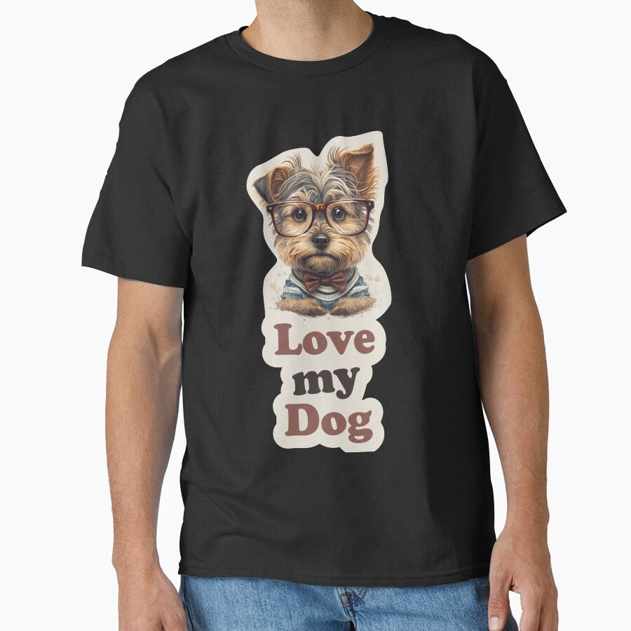 Love my dog Yorkshire Terrier with glasses funny cute decorative dog for dog lovers by RSDESIGNSteam