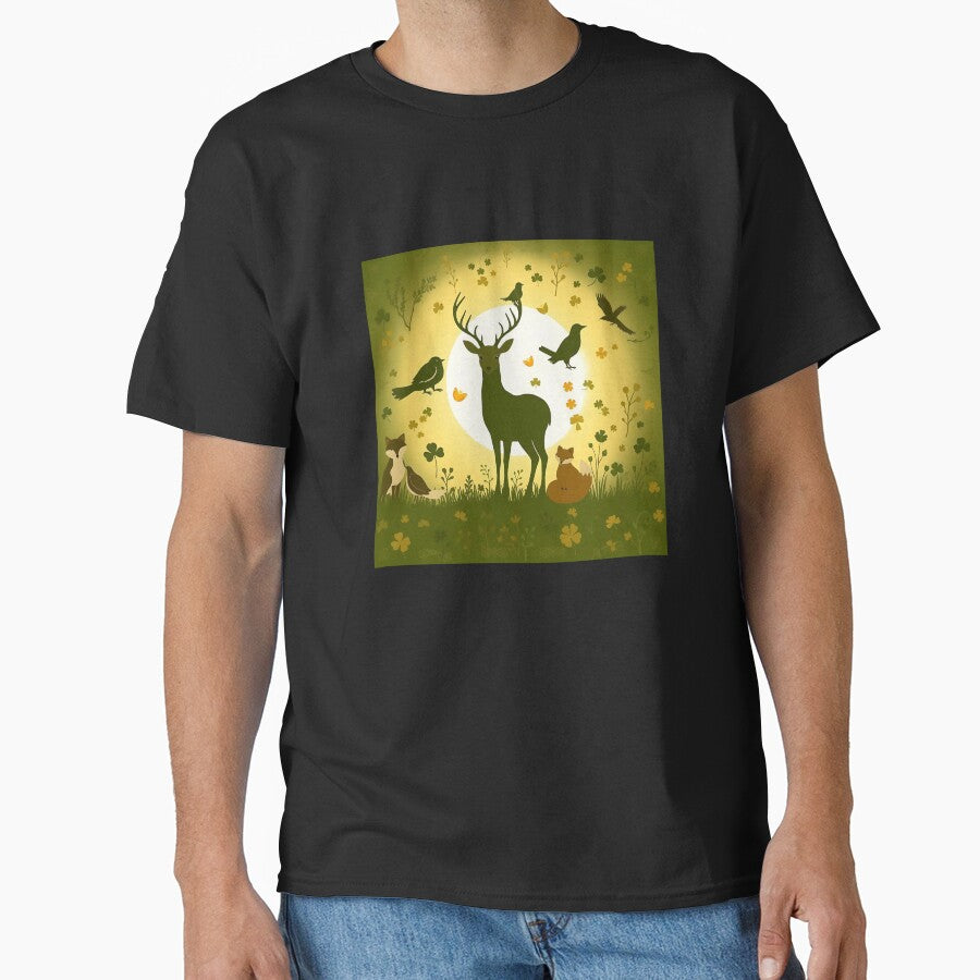 wildlife deer, foxes, birds in a seamless pattern by FestivityFinds
