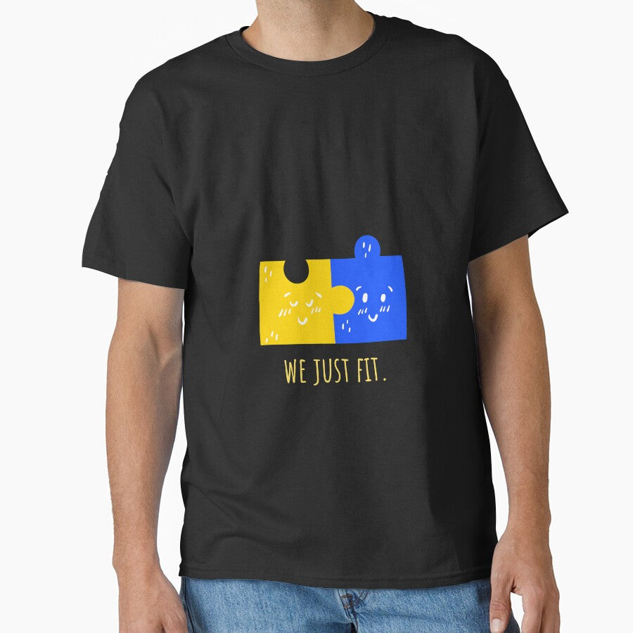 We just Fit Funny Love Couple Puzzle Design by popotamfriends