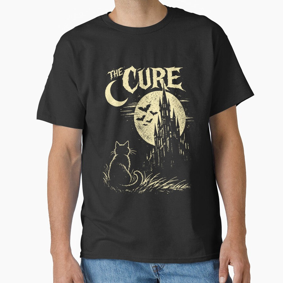 The Cure Cat Moon 90s Rock Band Gothic Cat Lover by clarabersetart