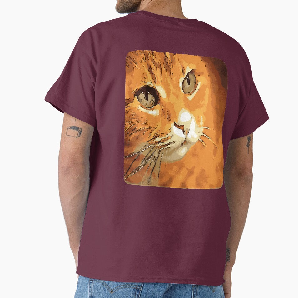 Orange Tabby Cat Face Black Outline Art by taiche