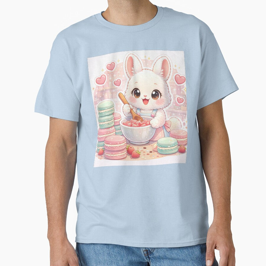 Kawaii Bunny Baking Macarons – Cute Pastel Dessert Bakery Bunny Sticker by Furfolkz
