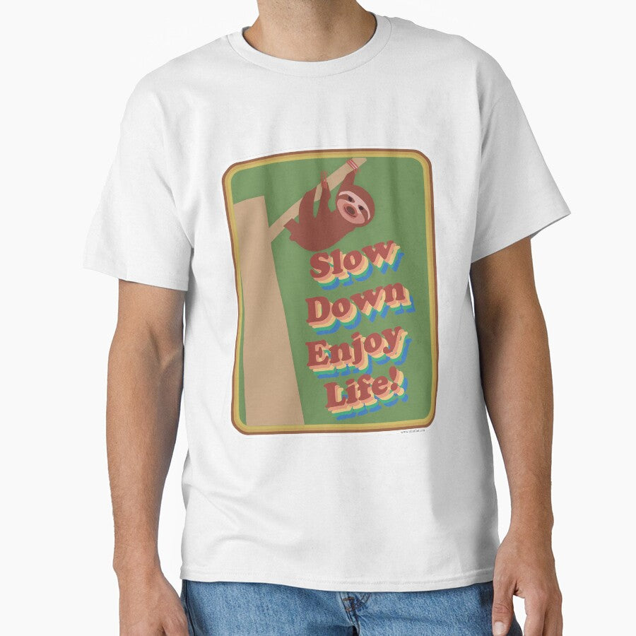 Slow Down Enjoy Life Sloth Motto Cartoon by mytshirtfort