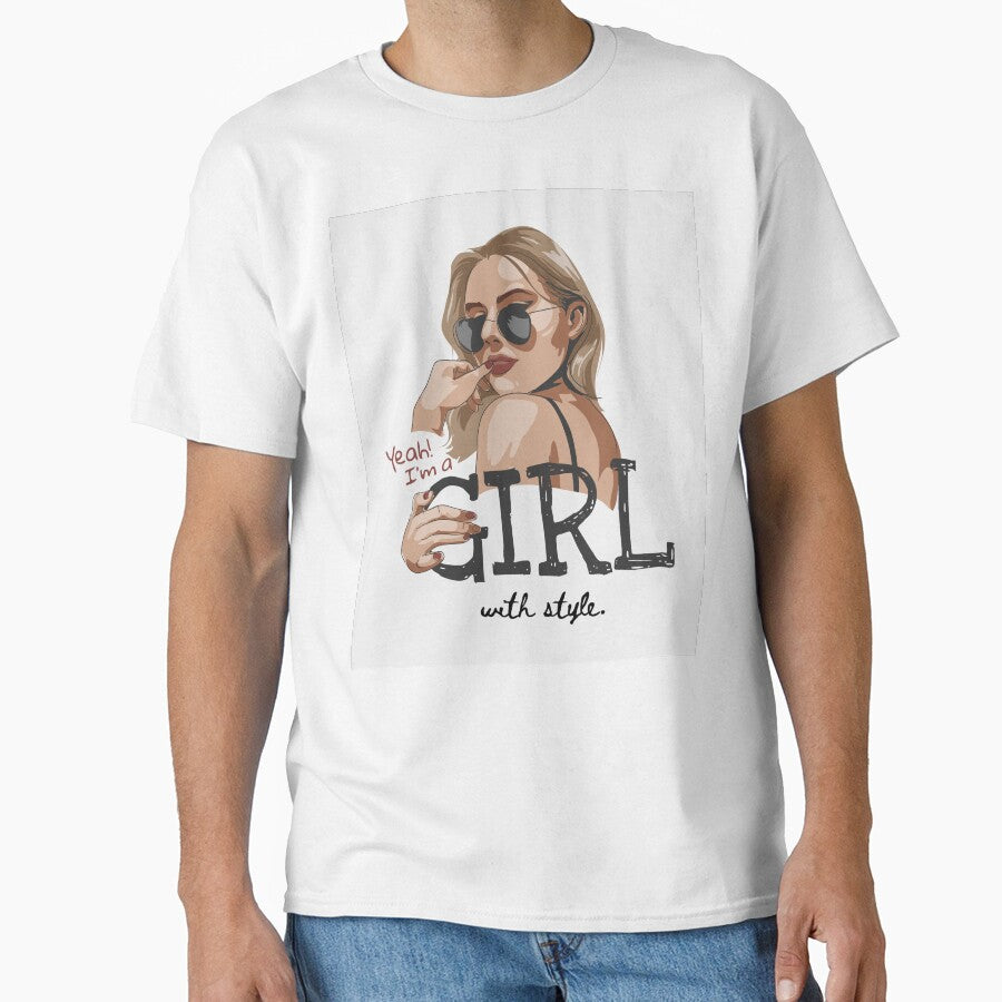 Girl with Style Slogan with Sexy Girl Sunglasses Illustration by Peekonet