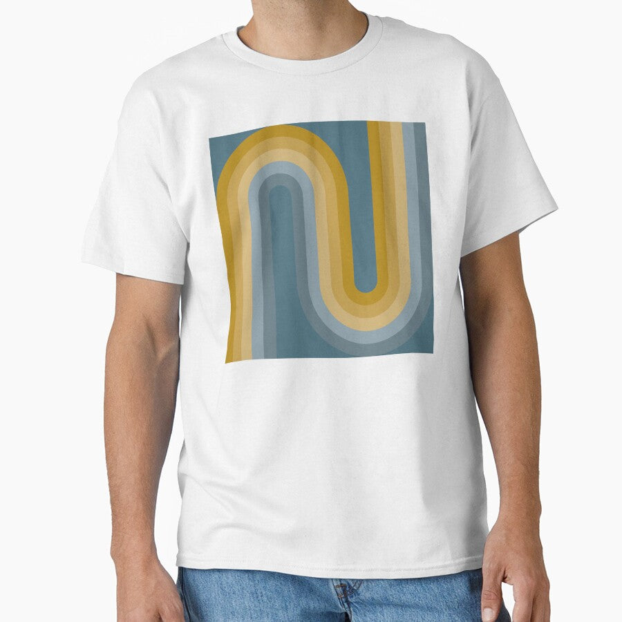 Geometric Arches Retro Style - Mustard Gold Green and Dusty Blue by JMgraphic