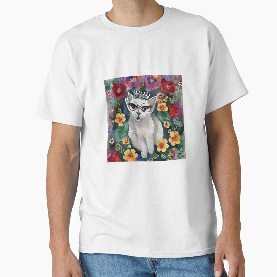 Funny Cat Between Meow and Glasses floral vintage by BOHOVIN