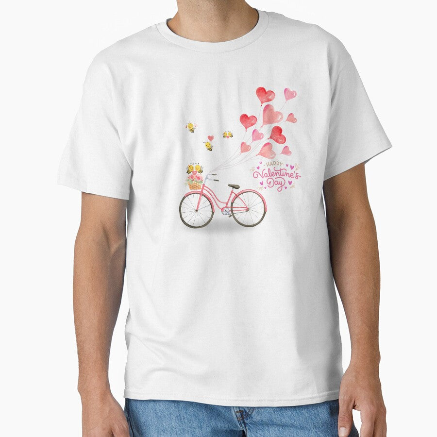 Bee My Valentine Vintage Design Water Colours Classic T Shirt