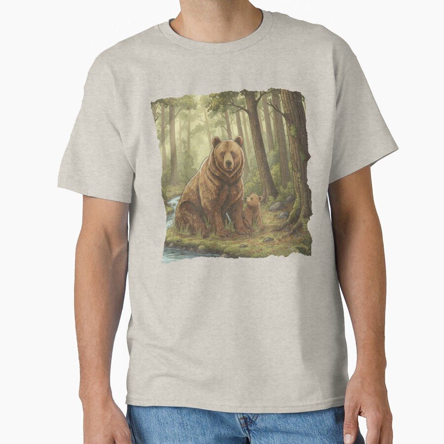 Forest Landscape Scene Wild Bear and Cub by Gunners Inspirations