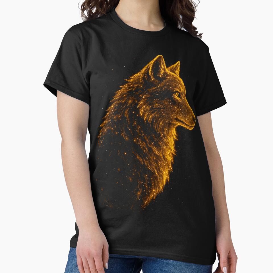 Golden Wolf Glow | Mystical Sparkling Wolf Silhouette by WhyNotZuK