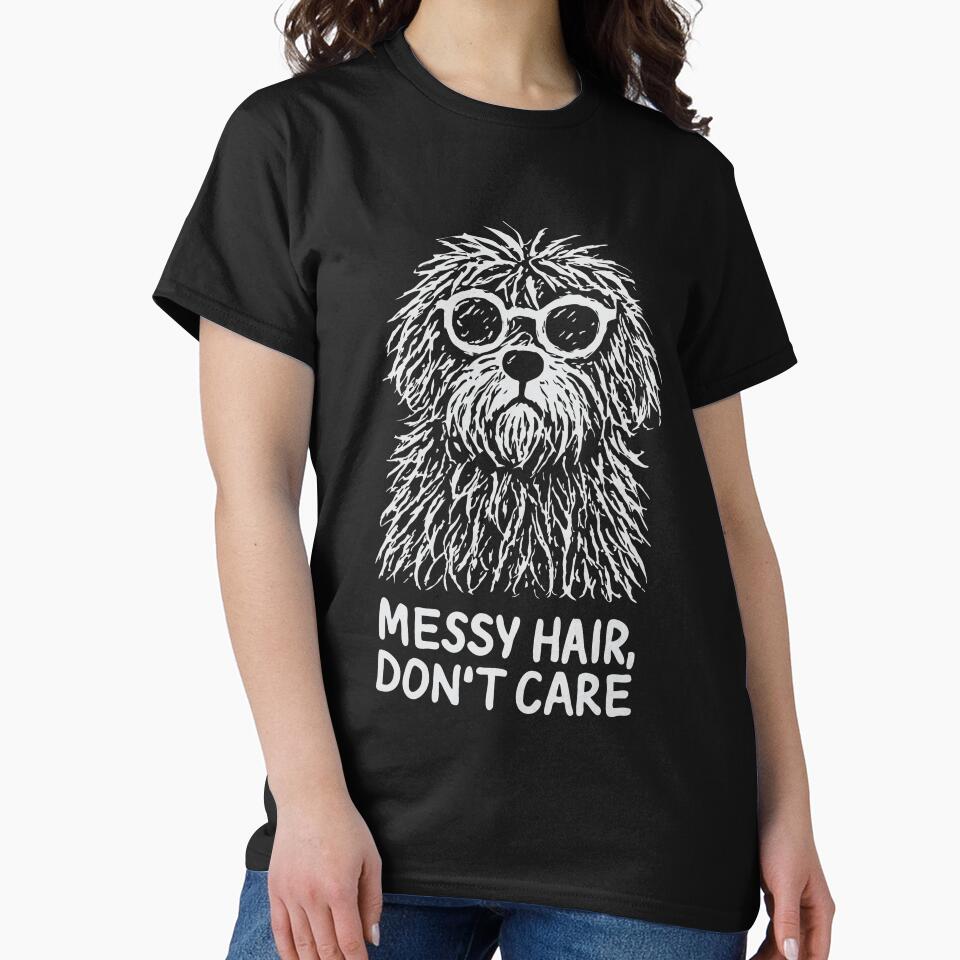 Messy Hair Don’t Care Dog – Funny Scruffy Dog Sketch Illustration | Dog Lover Gift by station-one