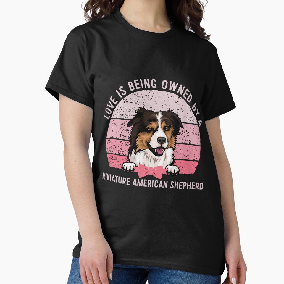Miniature American Shepherd Dog Love Pink Vintage Sunset Valentine by Cuddlythopia