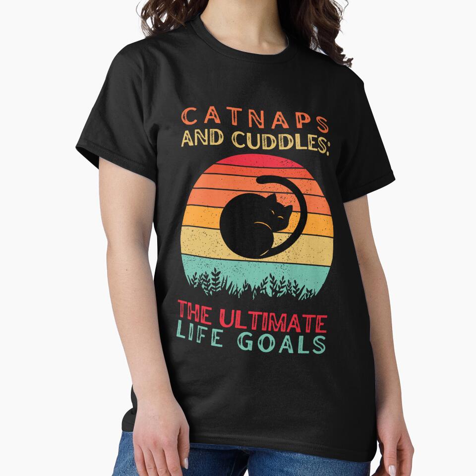 Catnaps And Cuddles Funny Slogan T Shirt by KumbayArt