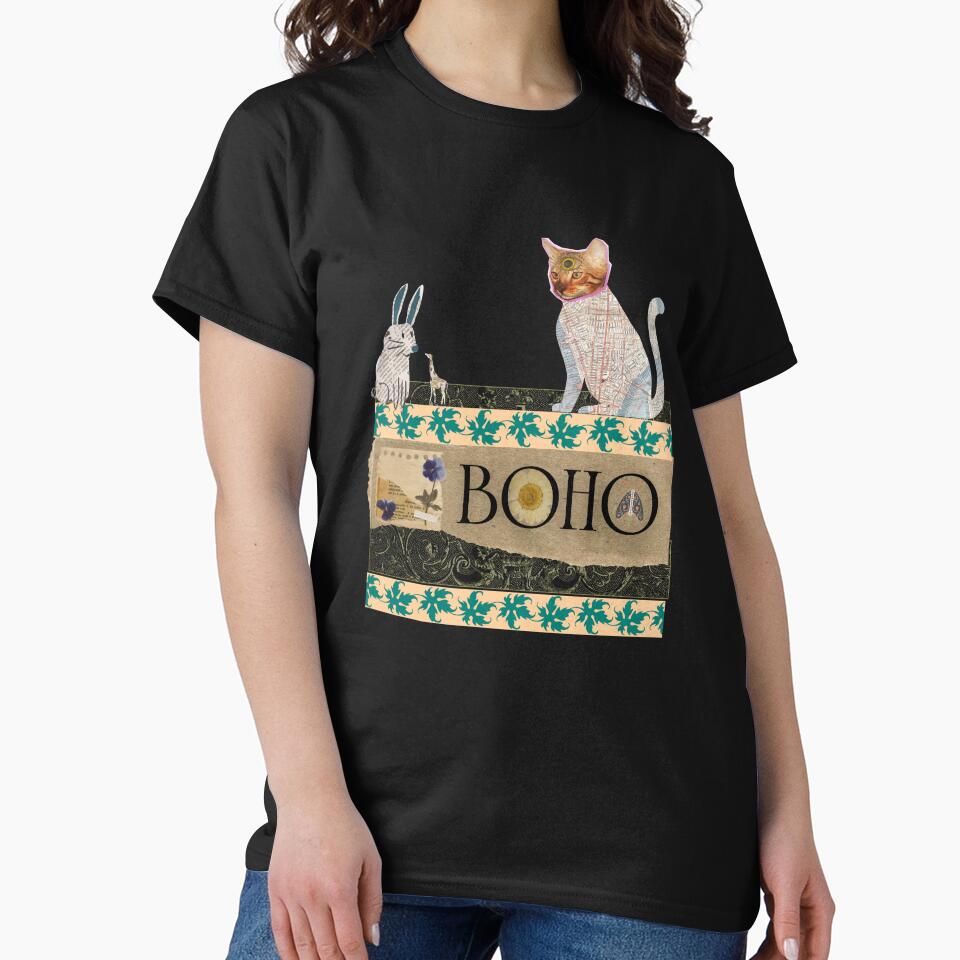 Elegant Boho Animal Collage T-Shirt - BOHO by GorinART