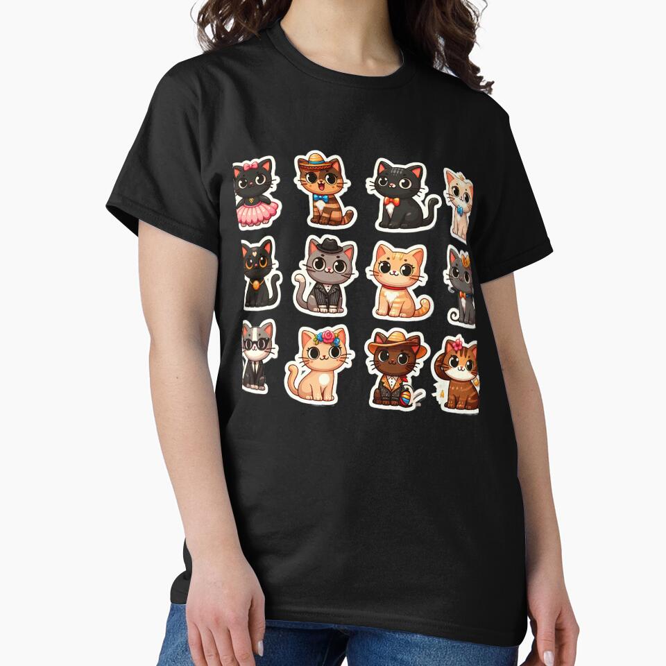 cute funny cat pattern cheerful colorful cats with hats,aesthetic cat art,funny cat,Cat Lover,cute cat,cat pattern by Expressions-Sel
