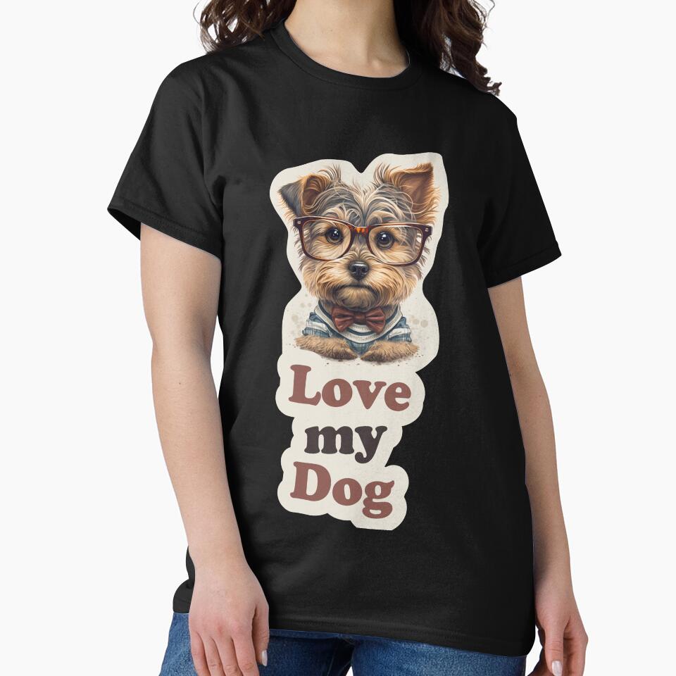 Love my dog Yorkshire Terrier with glasses funny cute decorative dog for dog lovers by RSDESIGNSteam